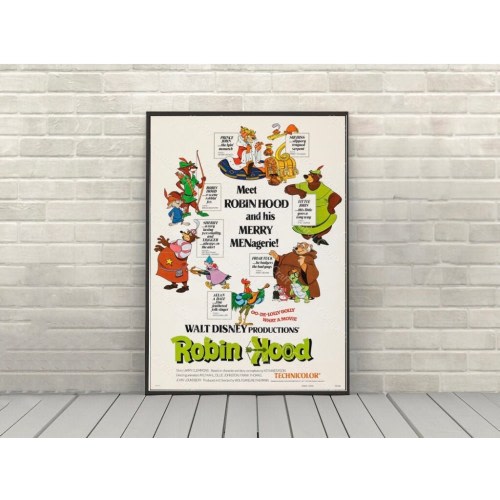 Robin Hood Poster Vintage Disney Movie Poster Classic Disney World Posters Disneyland Poster
