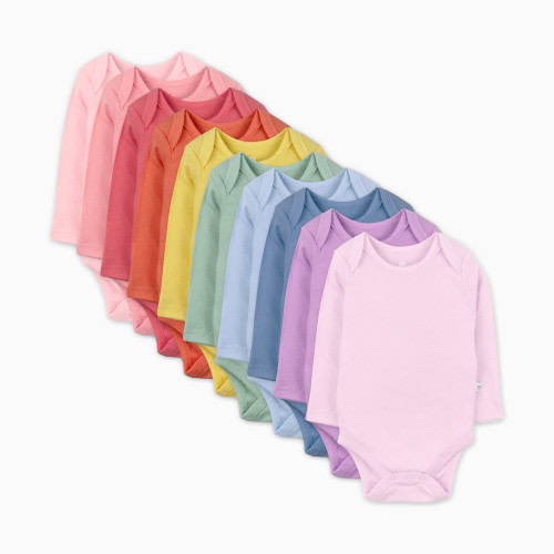 Honest Baby Clothing 10-Pack Organic Cotton Long Sleeve Bodysuits - Rainbow Gem Pinks, 0-3 M, 10
