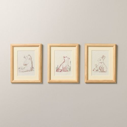3pk 10"x8" Woodland Animal Framed Wall Art - Hearth & Hand™ with Magnolia