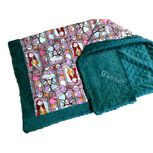 Jack and Sally Blanket Personalized Throw Minky Plush Baby Gift Toddler Adult Holiday Custom Name