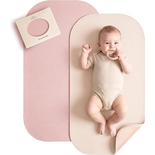 Konssy Faux Leather Baby Changing Mat 2 Pack, Oval, 30"x17"