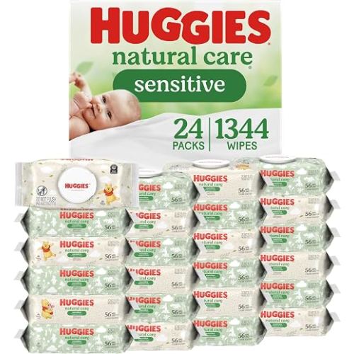 Huggies Natural Care Sensitive Baby Wipes, Unscented, 24 Packs, 1344 Wipes