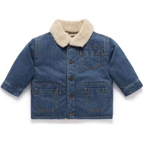 Denim Faux Shearling Lined Jacket, 0-3M