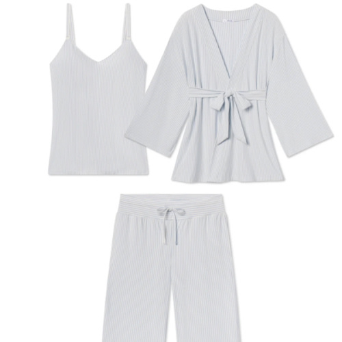 LAKE | Women | DreamModal Pajamas | Carnation Pencil Stripe Maternity Kimono Bundle