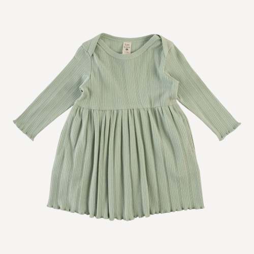 long sleeve lap neck lettuce dress | iceberg green | organic cotton multi rib