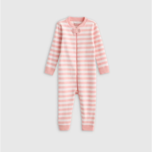 100% Organic Cotton One Piece Pajama - Baby in Pink Stripe