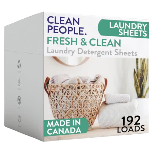 The Clean People Laundry Detergent Sheets - Laundry Soap - Ultra Concentrated, Recyclable Packaging, Stain Fighting - Fresh Scent, 192 Pack
