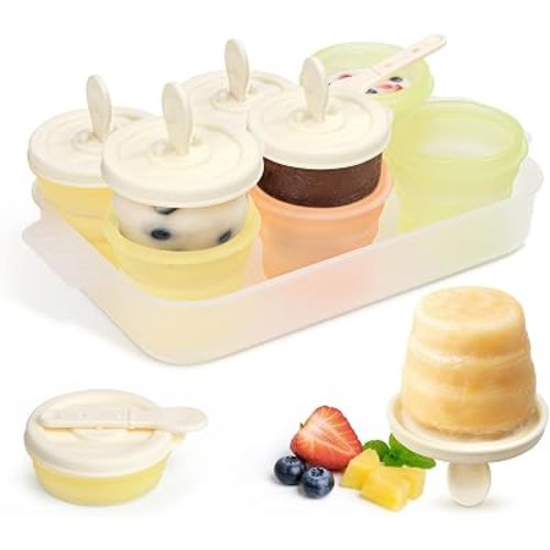 haakaa Silicone Popsicle Molds for Kids, Collapsible Ice Pop Molds, 6 Pack