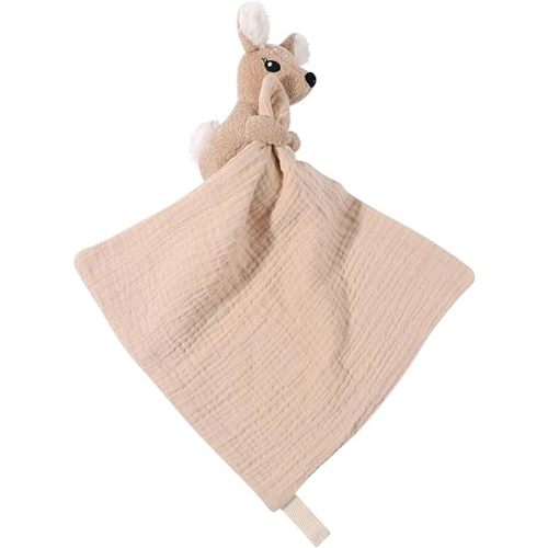 Baby Animal Plush Toys with Rattle, Deer Animal Security Blankets, Soothing Toys, Light Brown Gifts for Boys and Girls 12 inch