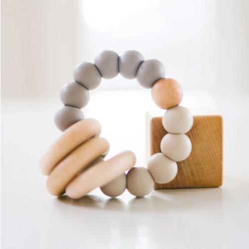 Silicone + Wood Teether Ring