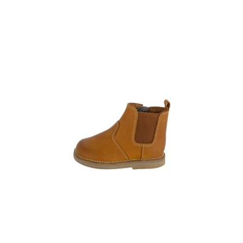 Leather Boot with Elastic Side - Tan
