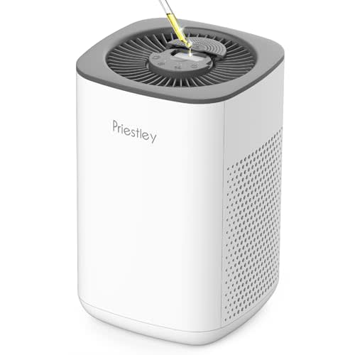Priestley Small Air Purifiers for Home Bedroom Dorm Office Desktop, 20dB Quiet 3-in-1 HEPA Air Purifier with Essential Oil Diffuser, Air Filters Smoke, Allergies, Pet Dander, Odor, Dust