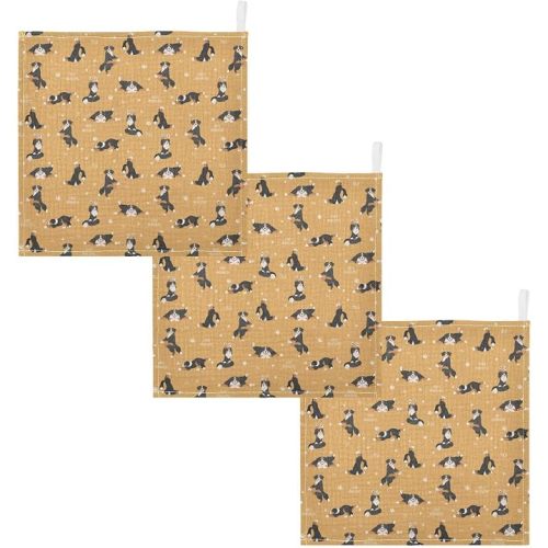 Newborn Face Towel Bernese Mountain Dog Baby Washcloths 11.8"X11.8" Soft Cotton Infants Girls Boys Muslin Burp Cloths 3 Pack
