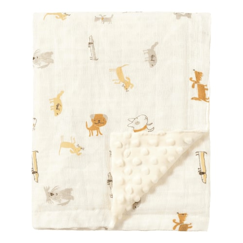 CREVENT 30''X40'' Organic Muslin Cotton Baby Blanket for Newborns, Soft Mink Backing, Essential for Baby Shower Birthday Gift - Animal 75X100cm