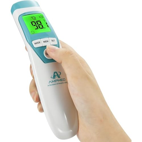 Amplim Hospital Medical Grade Non-Contact No-Touch Forehead Thermometer for Baby and Adults, Touchless Temporal Fever Thermometer, Fast and Accurate Digital Thermometer