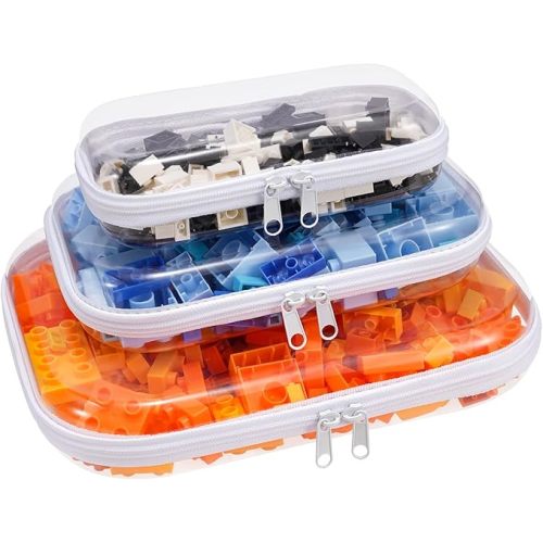 Clear Hard Shell Zipper Case,3PCS Transparent Clear Zipper Pouches,Hard Side Plastic Case Set,Portable Travel Storage Organizer Bins