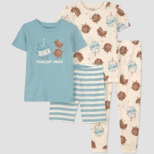 Carter's Just One You® Baby Boys' 4pc Short Sleeve Cookies Cotton Pajama Set - Blue 18M