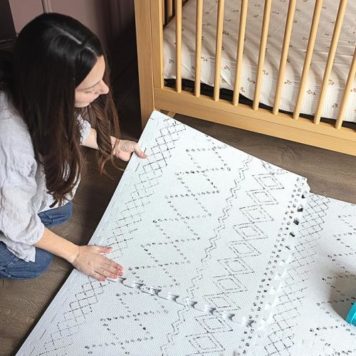 Little Landings Baby Play Mat for Floor - Boho (6x6ft) - Premium EVA Foam Play Mat for Babies & Toddlers (Ages 0-5+) - Non-Toxic Playmat for Tummy Time, Crawling & Playroom - Stylish & Comfortable