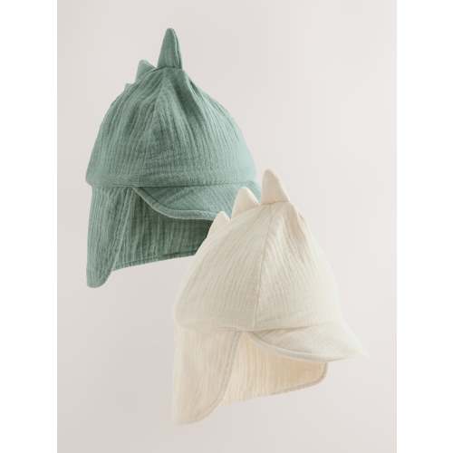 Green/Neutral Dino Legionnaire Baby Hat 2 Pack (0mths-2yrs)