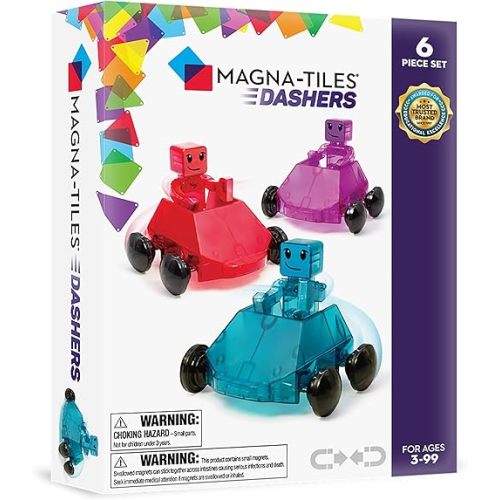MAGNA-TILES Dashers 6-Piece Magnetic Construction Set, The Original Magnetic Building Brand, Small