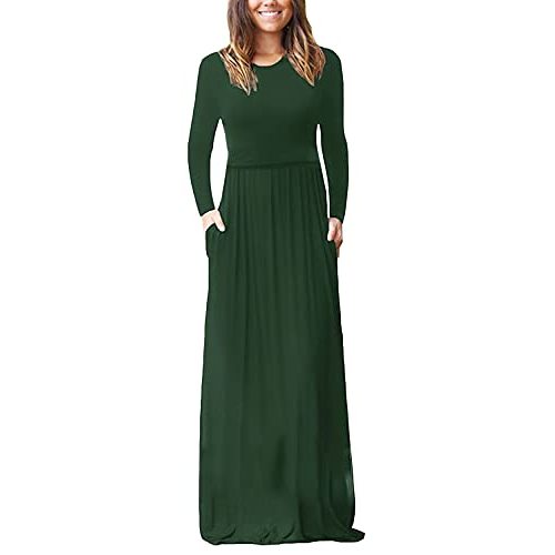 Smallshow Women's Long Sleeve Maxi Nursing Dress Maternity Breastfeeding Clothes