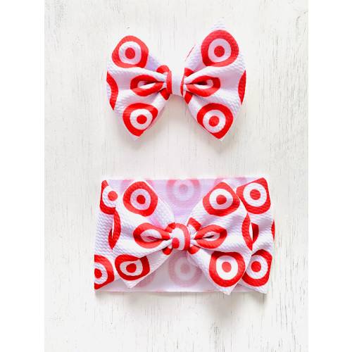 Target Bow: Nylon headband, Headwrap, Piggies or Clip Hair Bow
