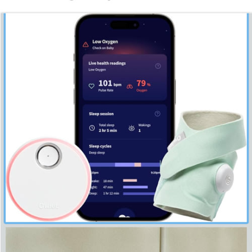 Owlet Dream Sock® - FDA-Cleared Smart Baby Monitor - Track Live Pulse (Heart) Rate, Oxygen in Infants - Receive Notifications - Mint