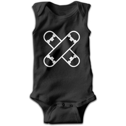 LyCheer Skateboards - Baby Sleeveless Playsuit Outfit Clothes Infant Kawaii Bodysuit Black