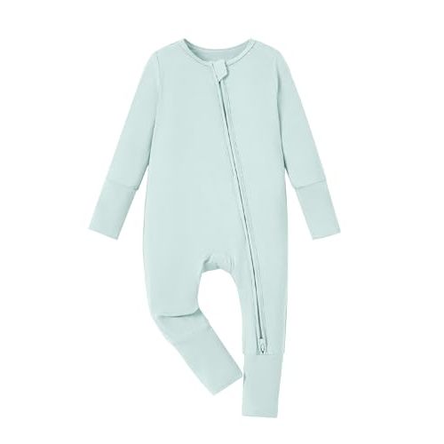 PATPAT Baby Pajama with Bamboo Viscose, Footie Jumpsuit Romper with 2-Way Zipper for Baby Boy Girl Toddler Sleeper Sleepwear