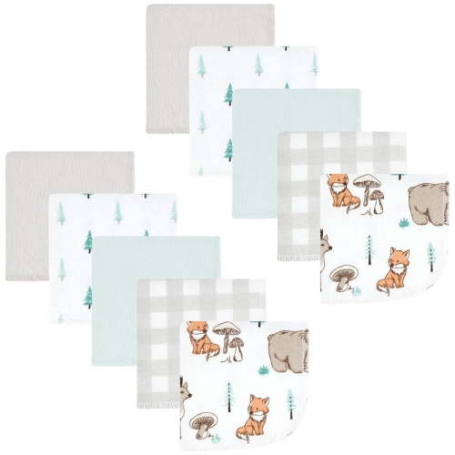 Hudson Baby Flannel Washcloths, Neutral Woodland Pals 10Pk, One Size