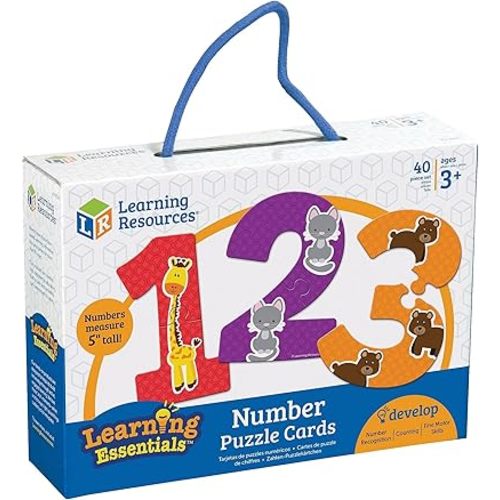 Learning Resources Number Puzzle Cards, Early Number Recognition, Toddler Puzzle, 20 Self-Correcting Puzzles, 40 Pieces, Ages 3+