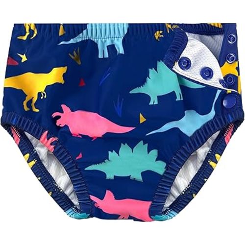 weVSwe Reusable Swim Diapers Washable Toddler Swimming Diapers Ideal for Baby Toddler Swimming Lessons Navy Dolphin 0-6 Months