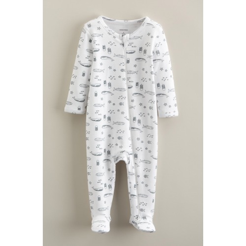 Two-Way Zip Printed Cotton Footie