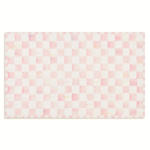 Rosy Checkered 3' x 5' Washable Rug
