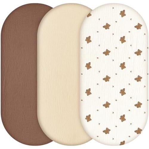 Bassinet Sheets Fitted 3 Pack Muslin Baby Bedside Bassinet Sheets