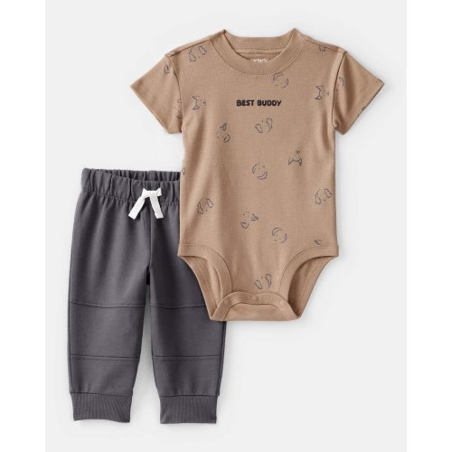 Baby Boy 'Best Buddy' Bodysuit & Jogger Set - Brown | Carter's