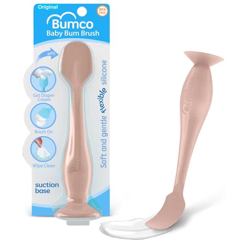 Bumco Baby Bum Brush - Diaper Cream Spatula Applicator (Rose Pink) | BPA-Free Diaper bag essentials. Mom-invented butt paste spatula and diaper rash cream applicator. Soft, wipe-clean silicone.