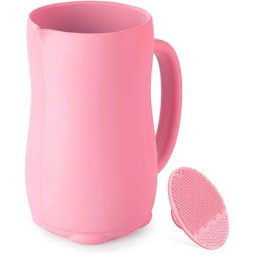 Baby Bath Rinse Cup, Bath Cup for rinsing Hair,The Silicone Material is Soft and Safe, a Good Choice for Baby Bath Products (Pink)