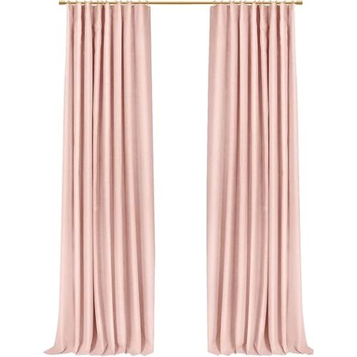 INOVADAY 100% Blackout Curtains for Bedroom, Black Out Curtains 84 Inch Long, Clip Rings Linen Blackout Drapes, Thermal Insulated Room Darkening for Living Room, 2 Panels - Blush Pink,W50xL84