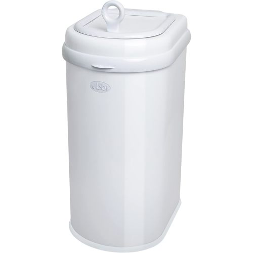 Ubbi Pet Waste Pail, Odor-Locking Cat Litter Disposal System, Stainless Steel Pet Waste Can with Safety Lock & Scoop, No Special Bags Required, White