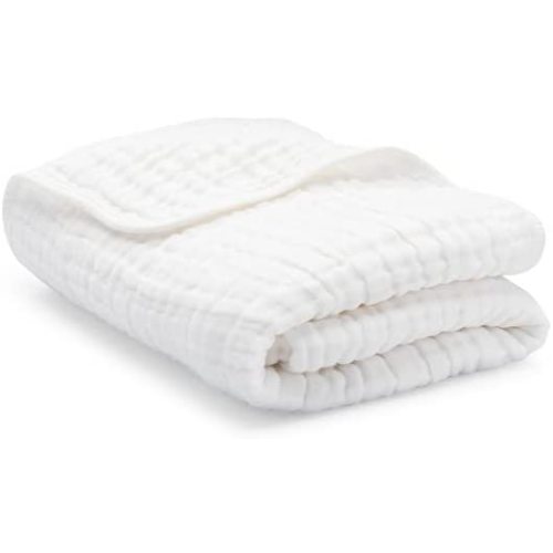 Baby Muslin Blanket, Swaddle for Newborns and Toddlers, Large 47” x 47” Cover, 6-Layer Plush Softness for Infant Swaddling, Receiving, or Tummy Time, Shower Gift by Comfy Cubs (White, Baby - Muslin) - Baby - 47" X 47"
