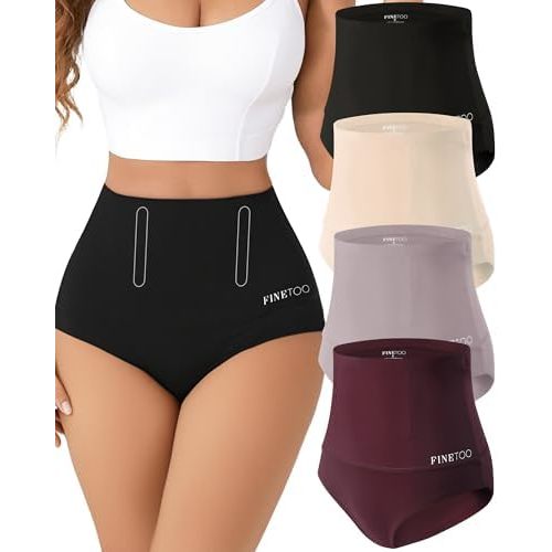 FINETOO Tummy Control Underwear Shapewear for Women Seamless High Waisted Panties Moderate Control Briefs S-3XL