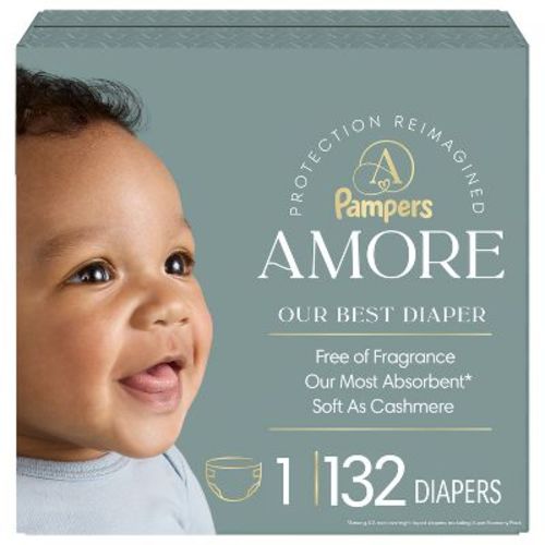 Amore by Pampers Diapers Large Pack - Size 1 - 132ct