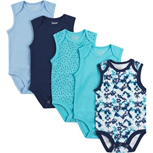 Hanes unisex-baby Hanes Baby Bodysuits, Ultimate Flexy Sleeveless for Boys & Girls, 5-pack