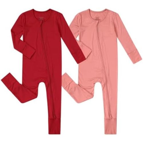 Unisex Baby 2 Pack Bamboo Viscose Pajamas with Mittens and Feet Cuffs