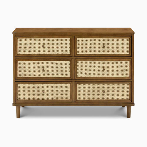 Namesake Marin 6 Drawer Dresser - Natural Walnut With Blonde Cane