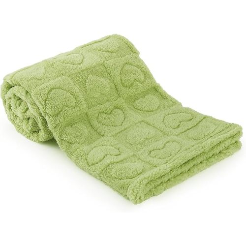 Plush Soft with Heart Checkered Baby Blanket,Fleece Infant Toddler Blankets for Girls Boys,Warm Lightweight Breathable Newborn Receiving Blankets for Crib Stroller 30"×39" (Green, Heart)