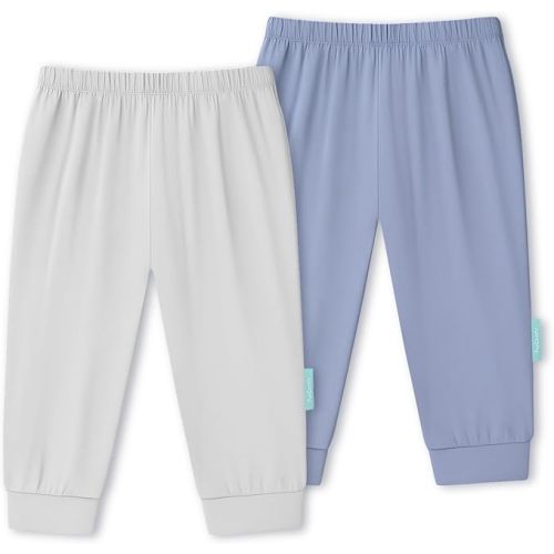 PurComfy Supersoft Baby Pants, 2-Pack Premium Bamboo Viscose Jogger Pants, Elastic Waist, Unisex 0-24 Months
