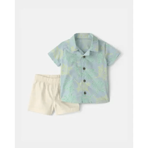 Baby Boy 2-Piece Coral Top & Short Set - Blue/Ivory | Carter's