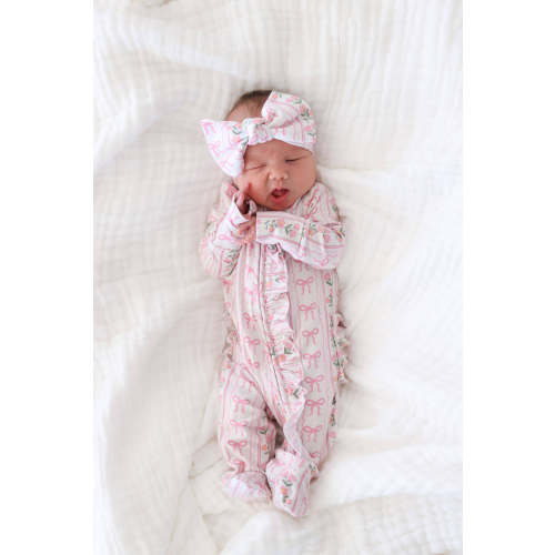 Ruffle Zipper Footie | Coquette Garden